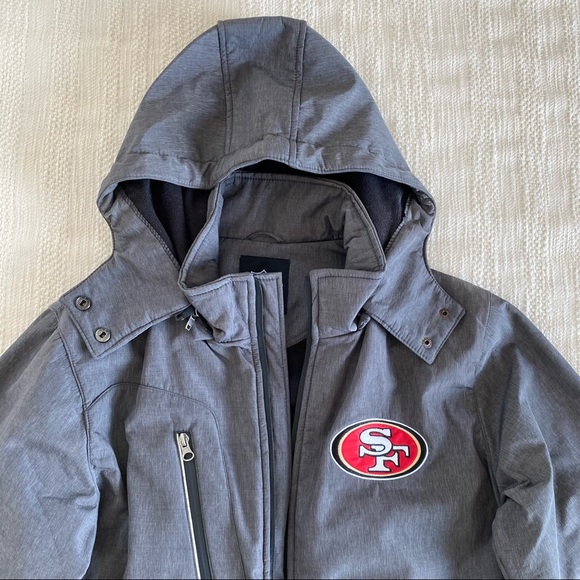 NFL 49ers Gray Hooded Water Resistant Zip Up Jacket - Picture 4 of 12